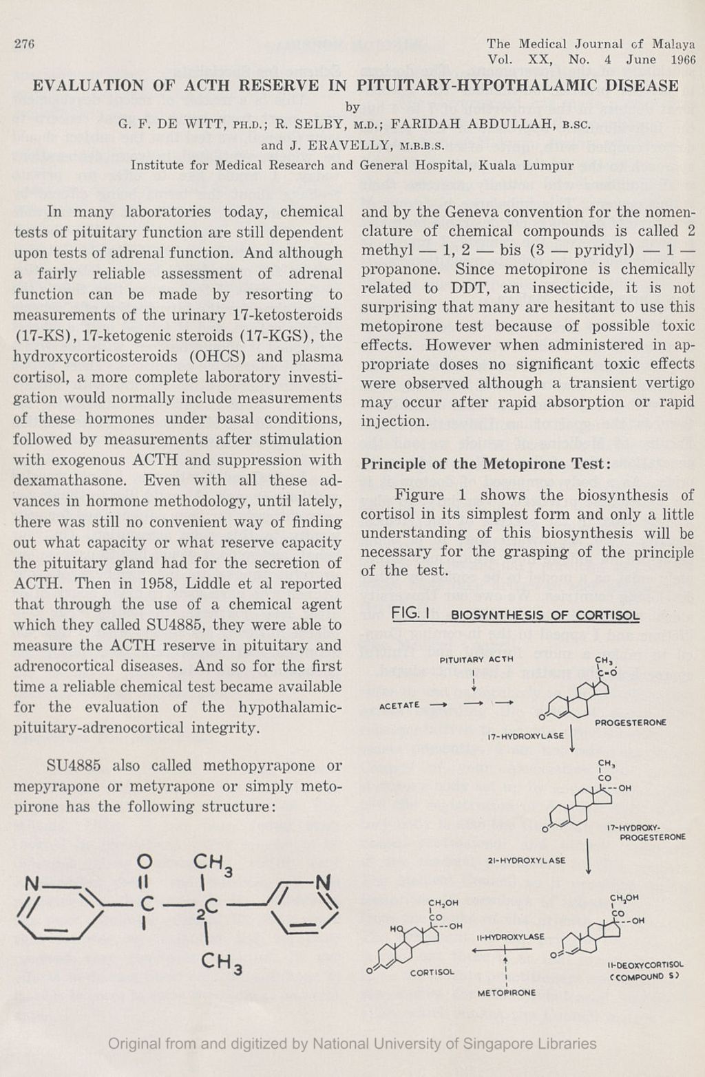 Miniature of Evaluation Of Acth Reserve In Pituitary-Hypothalamic Disease