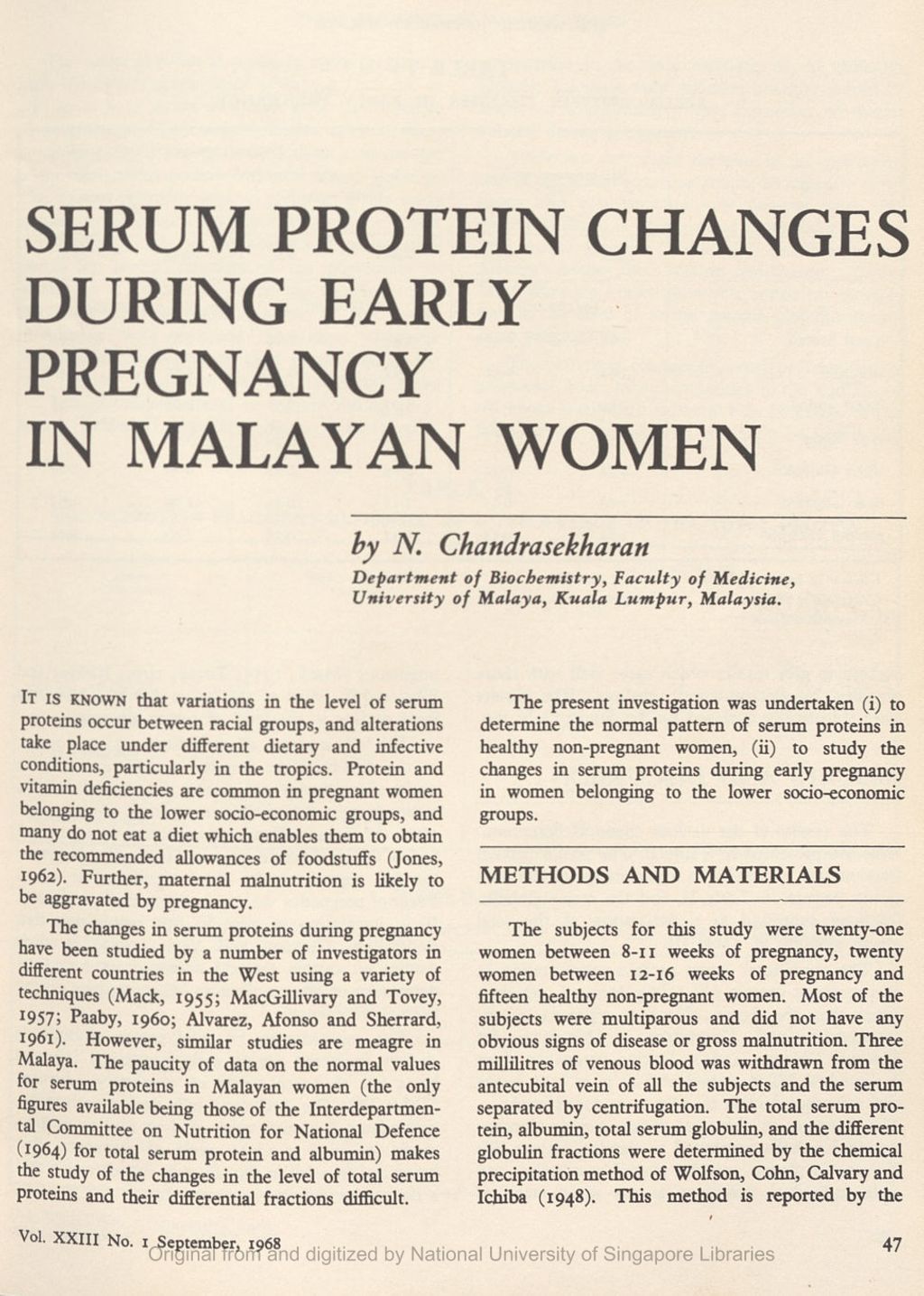 Miniature of Serum protein changes during early pregnancy in Malayan women