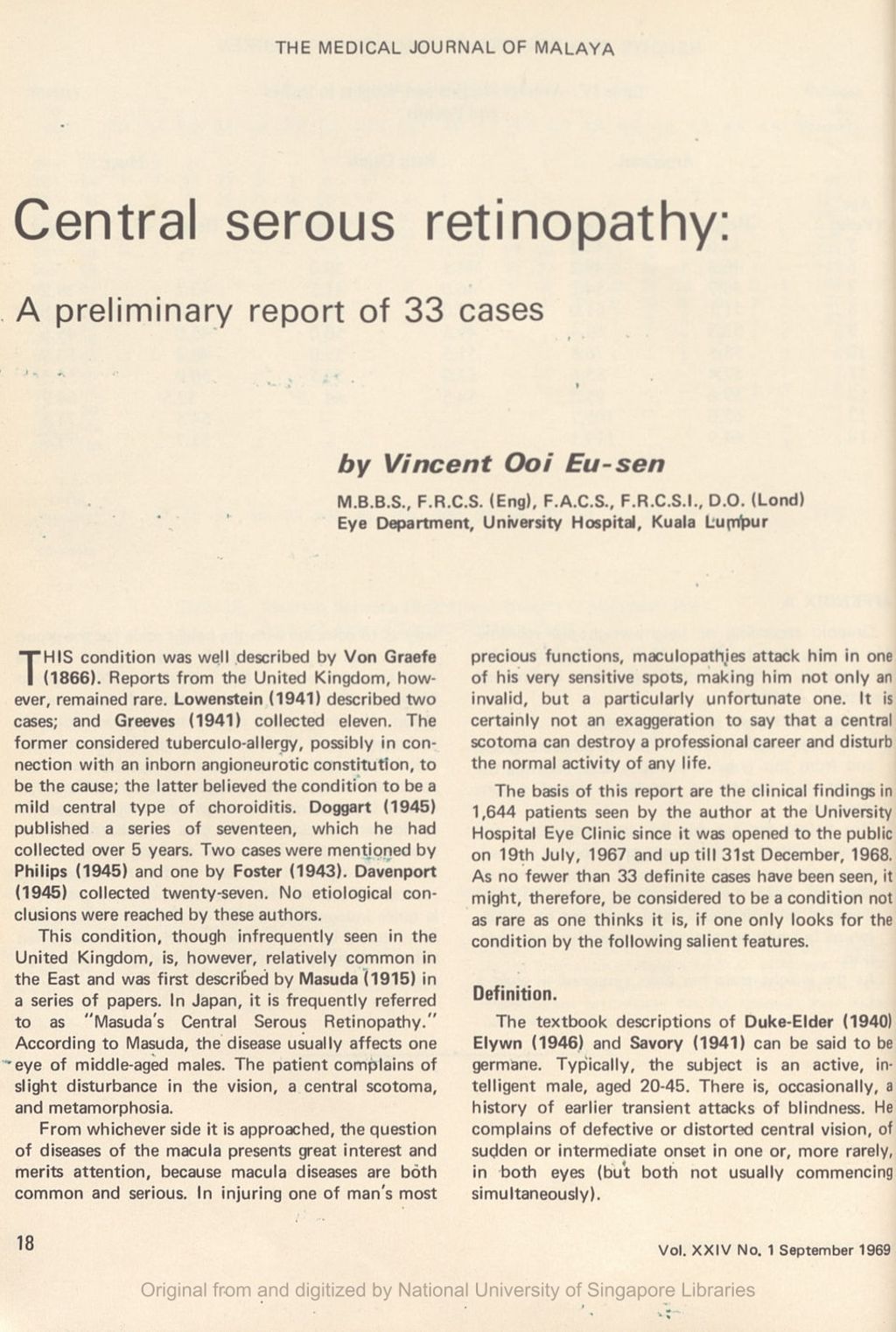 Miniature of Central serous retionopathy: a preliminary report of 33 cases