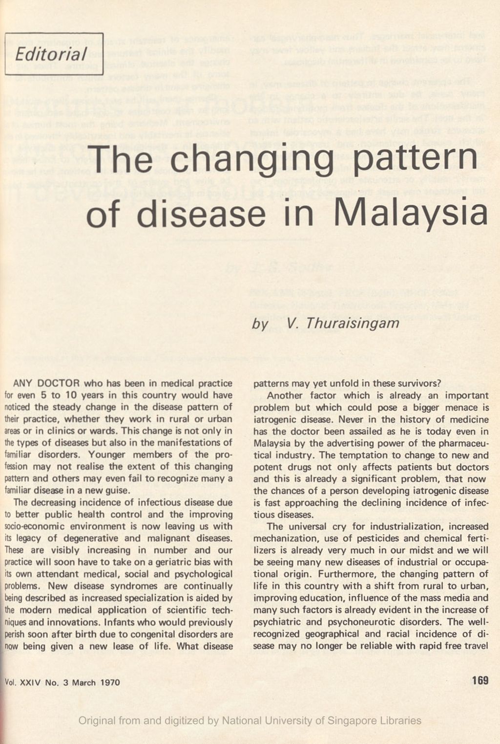 Miniature of Editorial: The changing pattern of disease in Malaysia