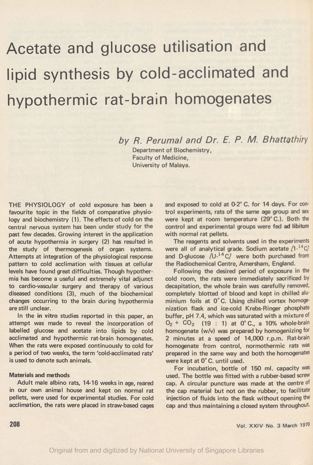 Miniature of Acetate and glucose utilization and lipid synthesis by cold-acclimated and hypothermic rat brain homogenates