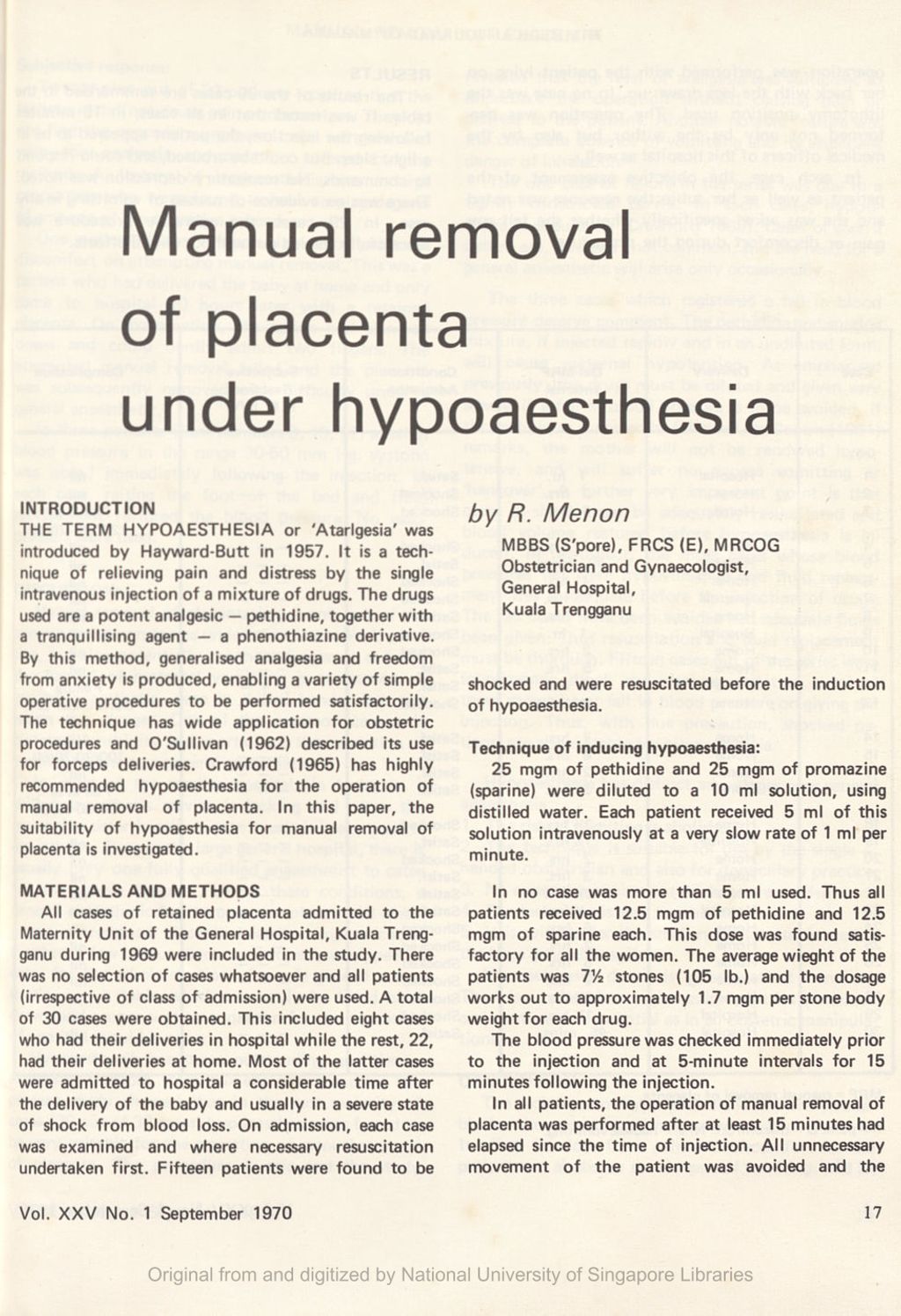 Miniature of Manual removal of placenta under hypoaesthesia