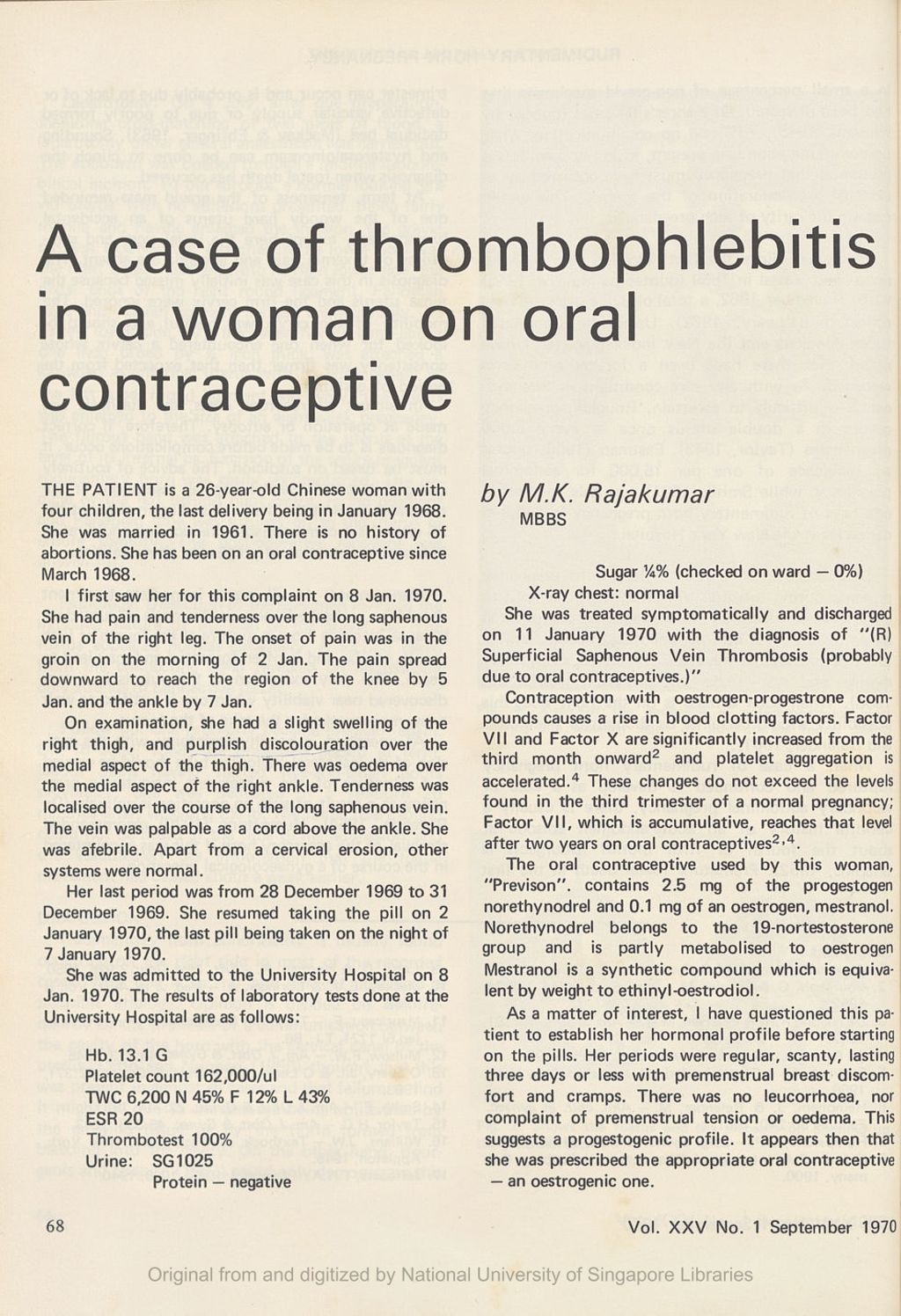 Miniature of Case of thrombophlebitis in a woman on oral contraceptive