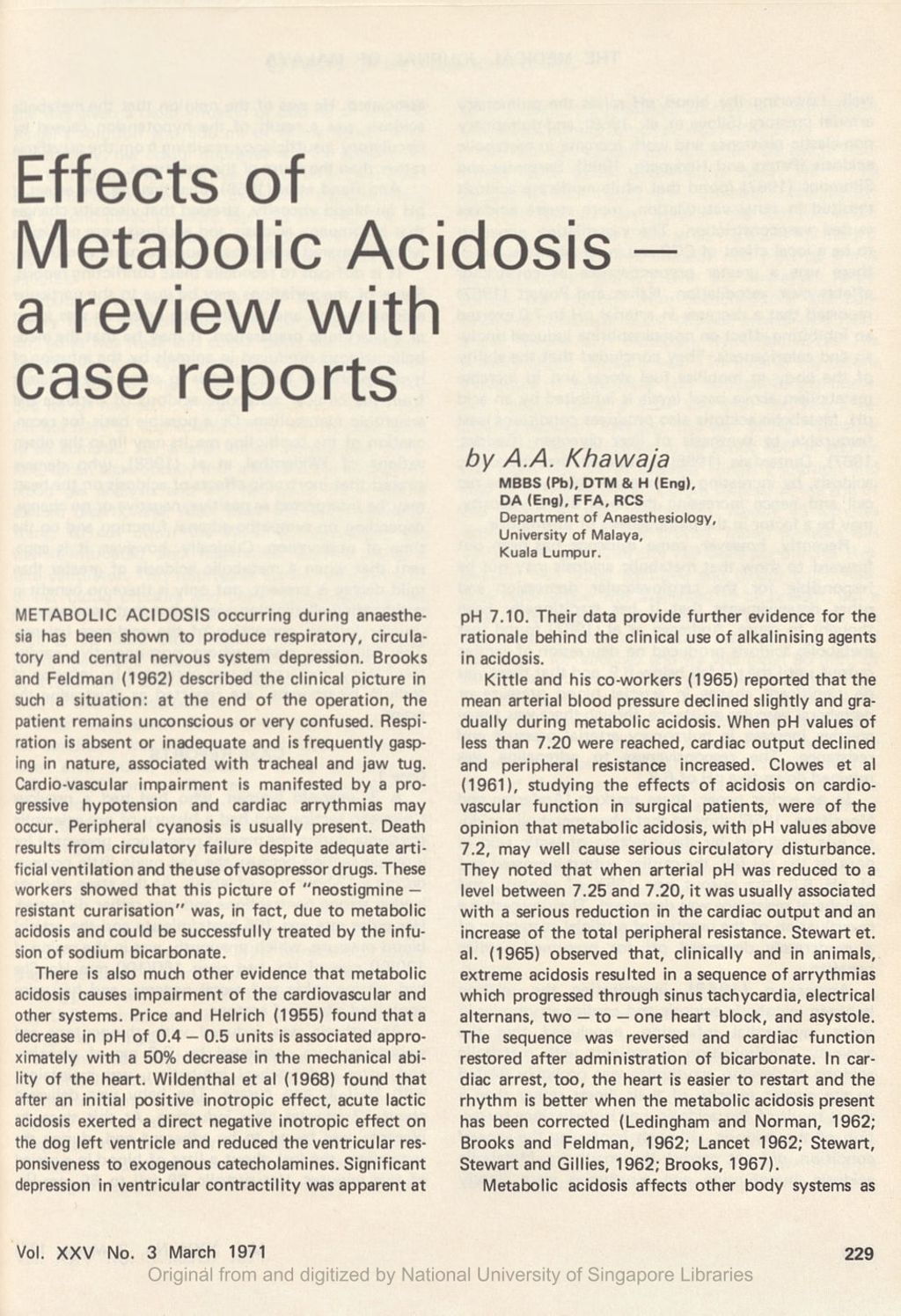 Miniature of Effects of metabolic acidosis â€” a review with case reports