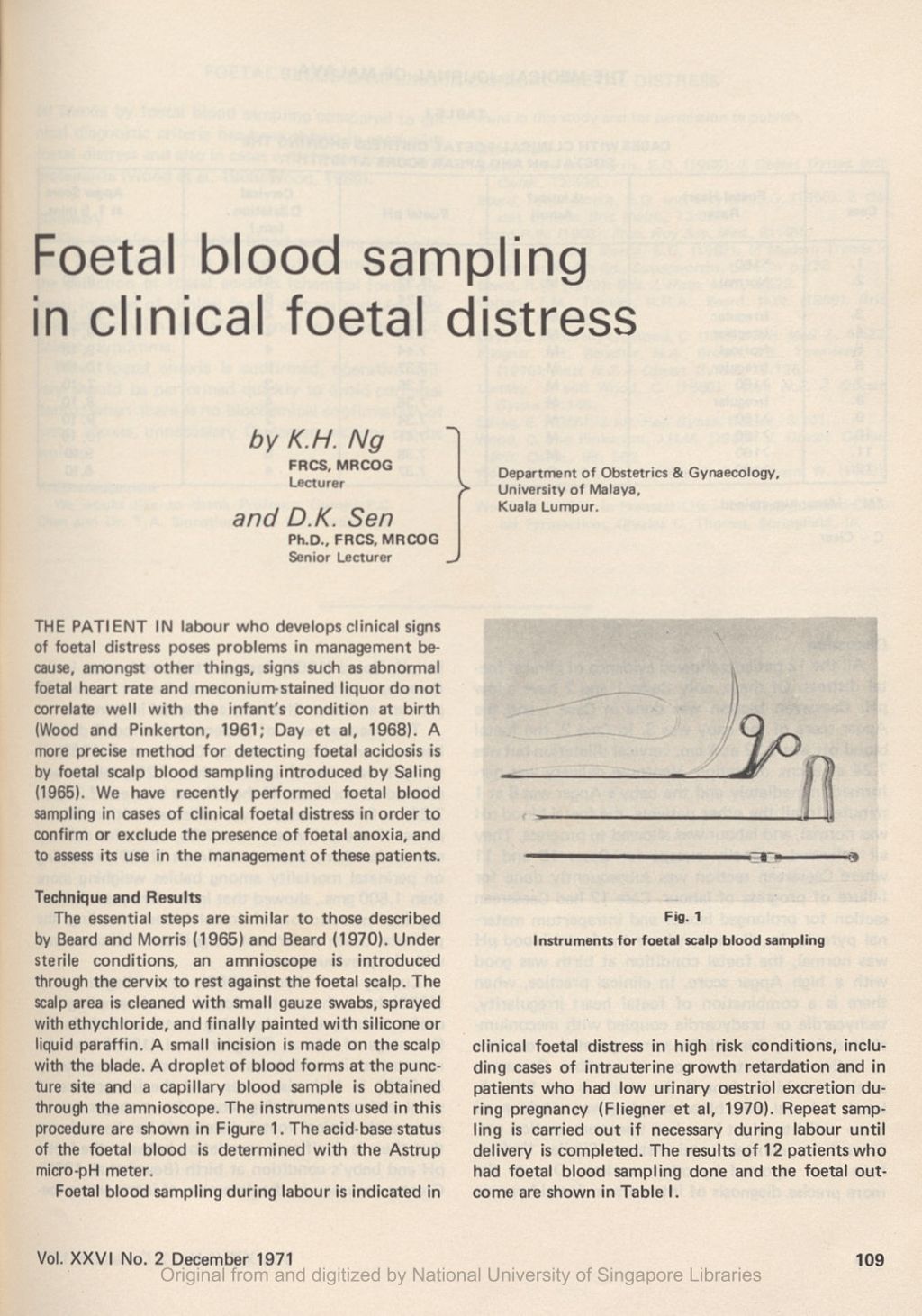 Miniature of Foetal blood sampling in clinical foetal distress