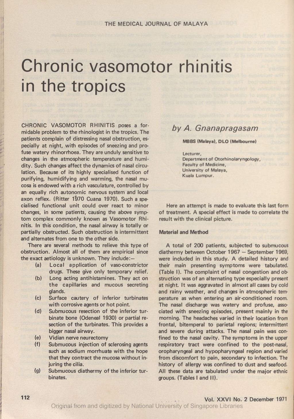 Miniature of Chronic vasomotor rhinitis in the tropics