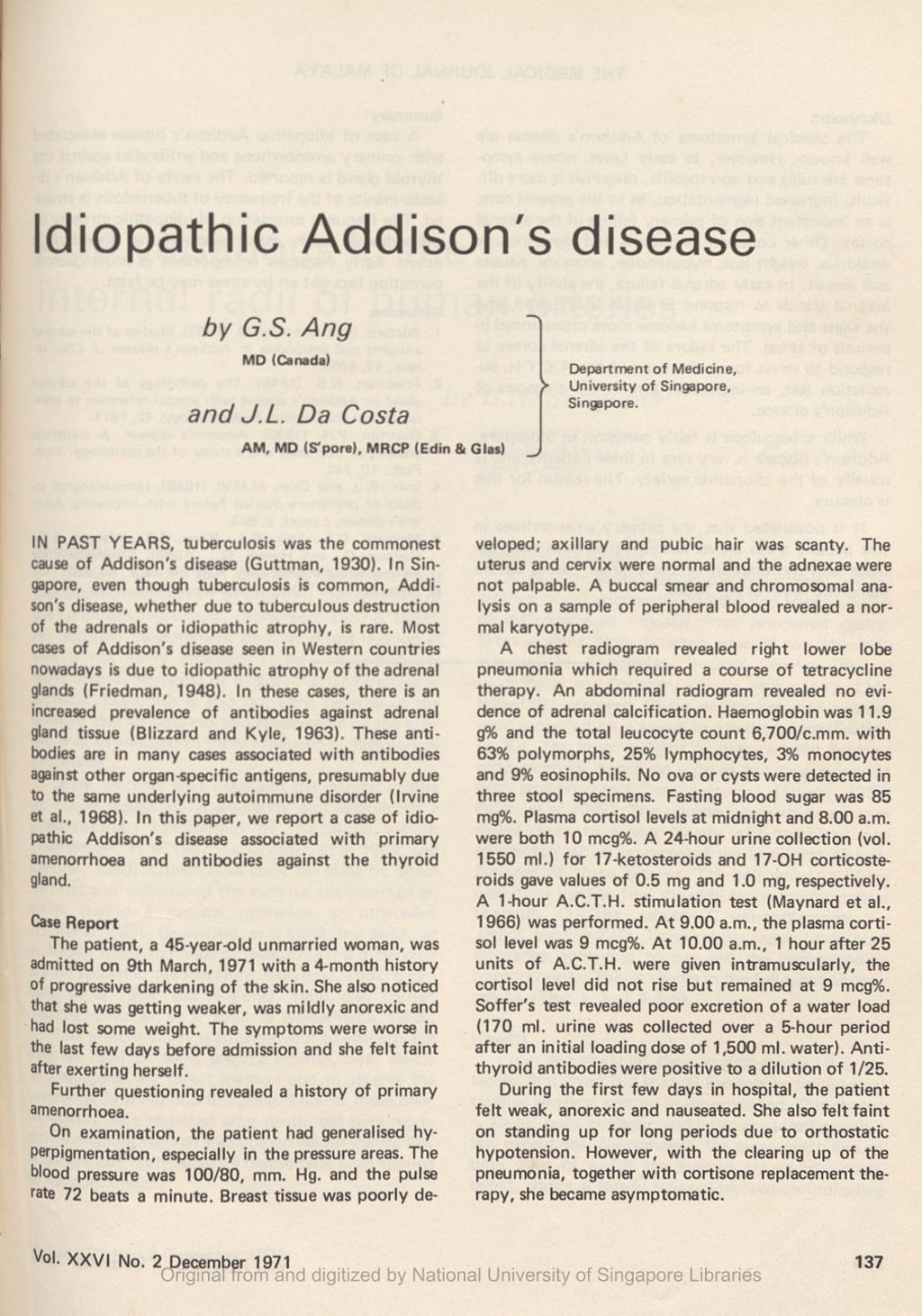 Miniature of Idiopathic Addison's Disease