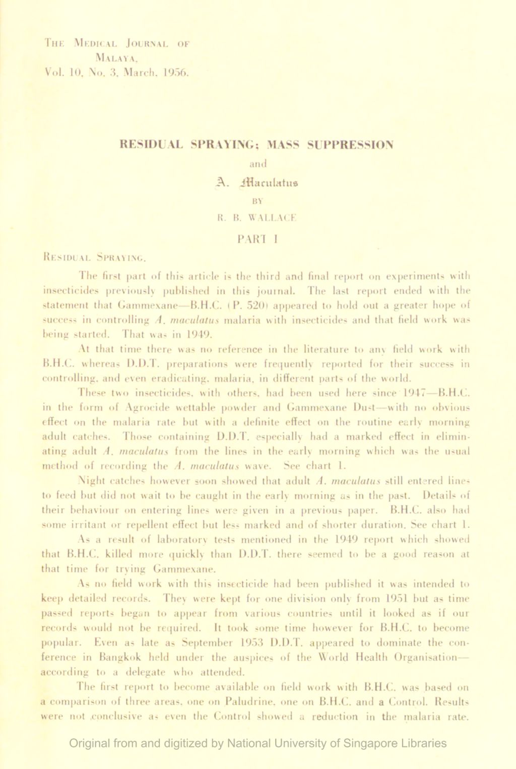 Miniature of Residual Spraying; Mass Suppression