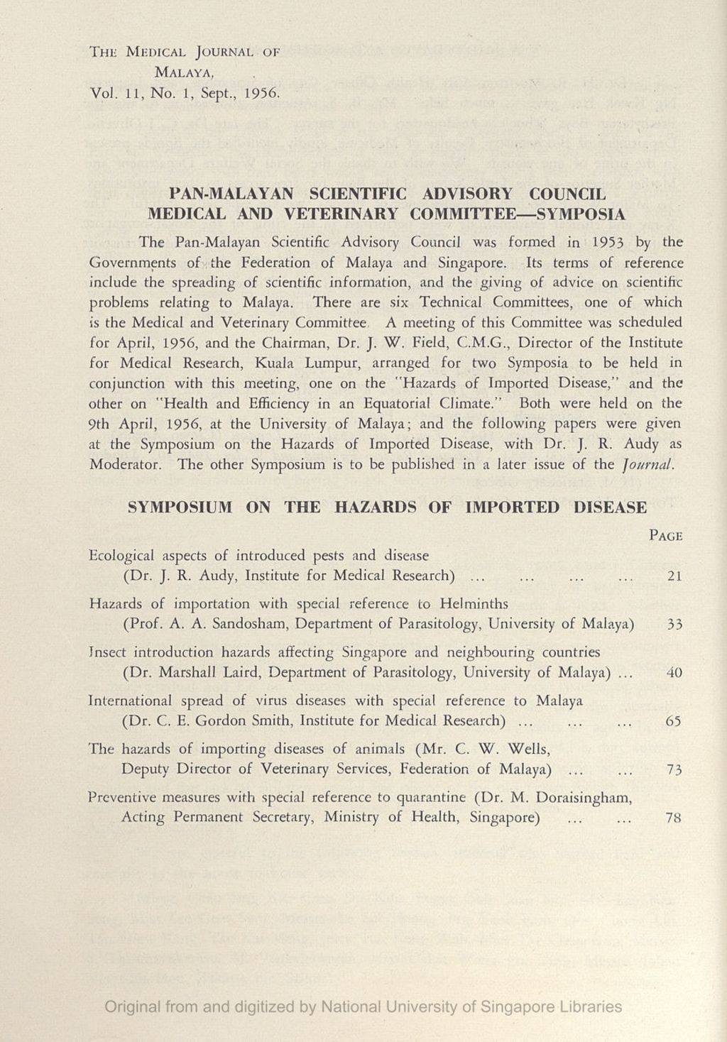 Miniature of Pan-Malayan Scientific Advisory Council Medical And Veterinary Committeeâ€”Symposia