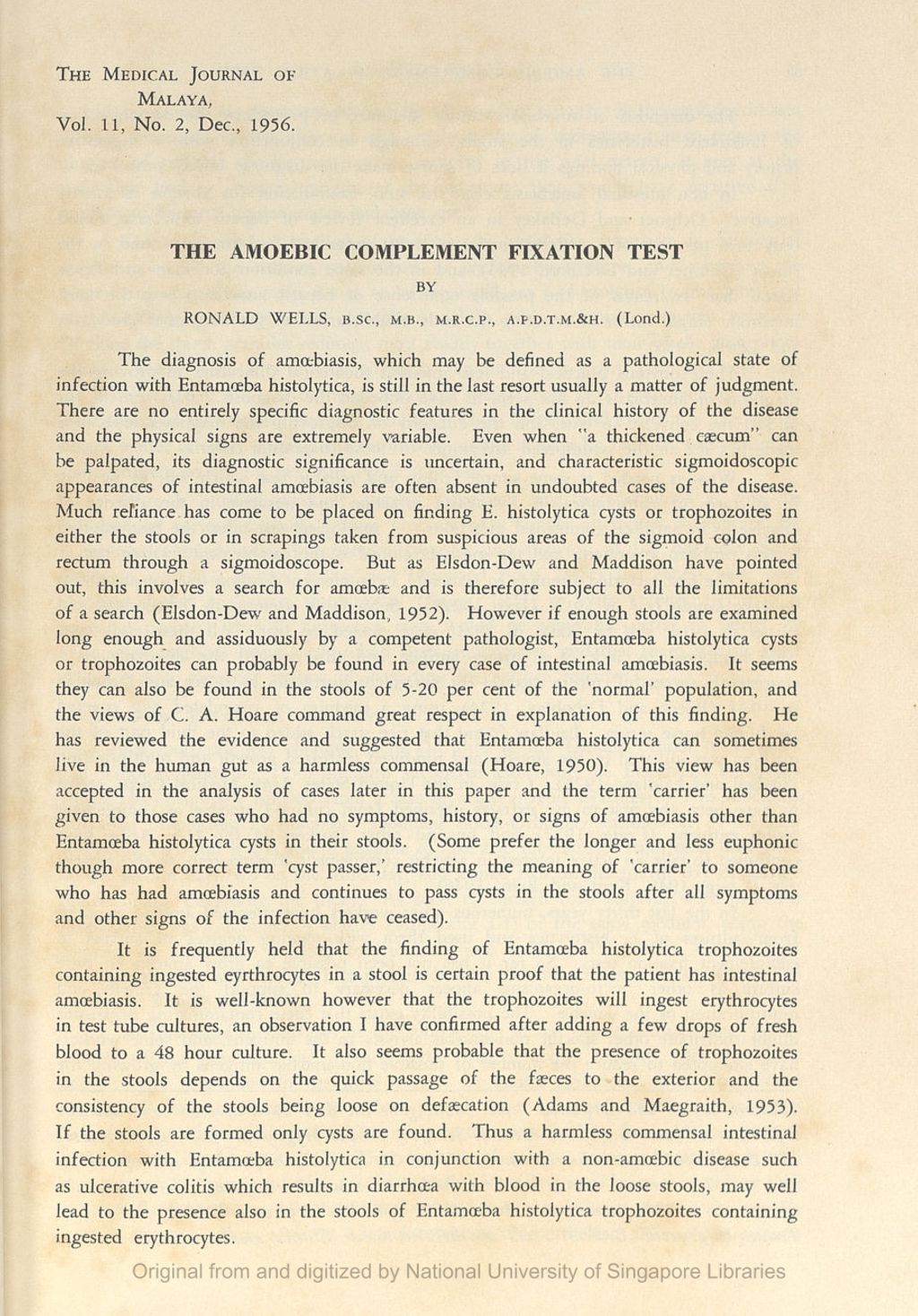 Miniature of Amoebic Complement Fixation Test