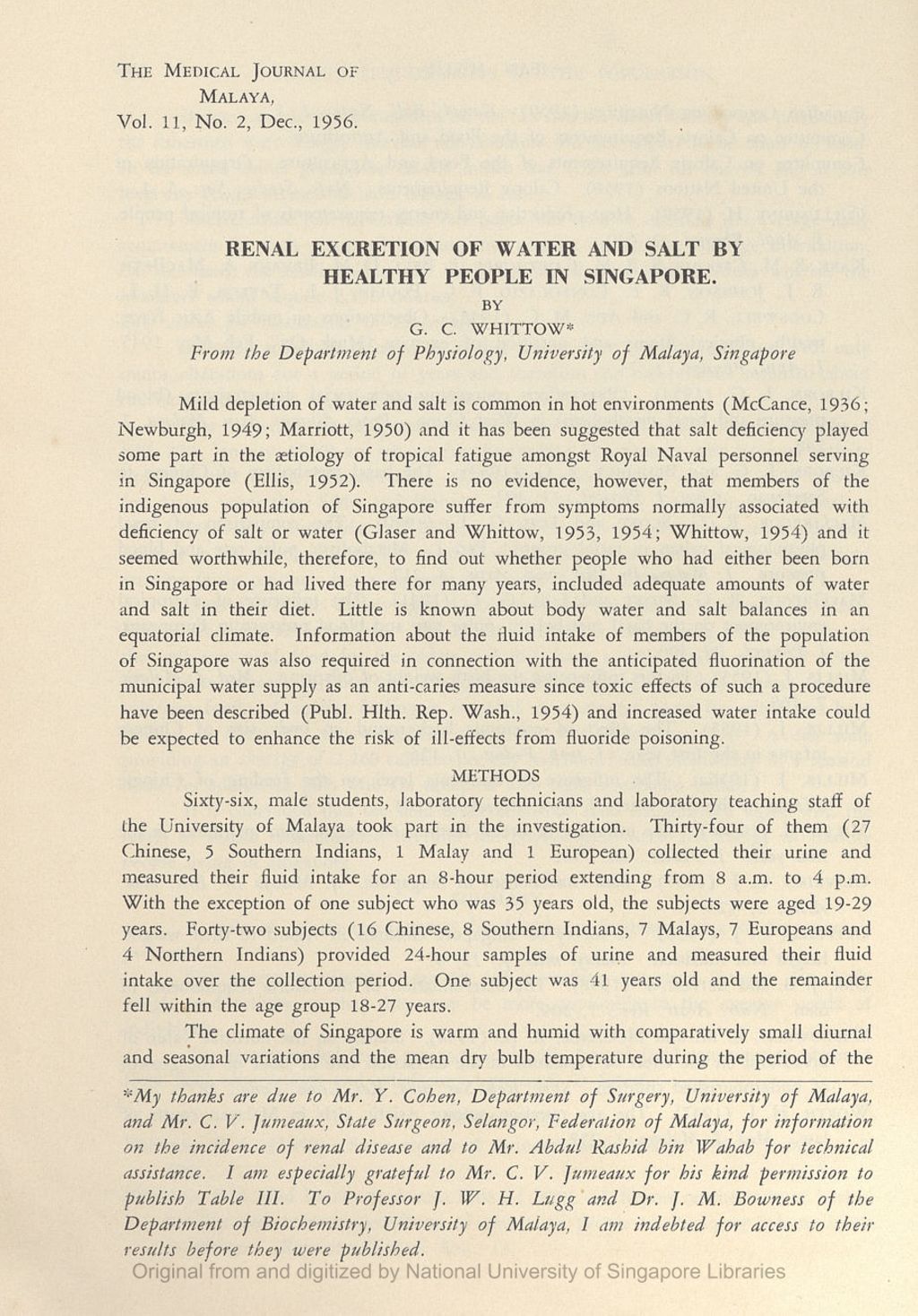 Miniature of Renal Excretion Of Water And Salt By Healthy People In Singapore