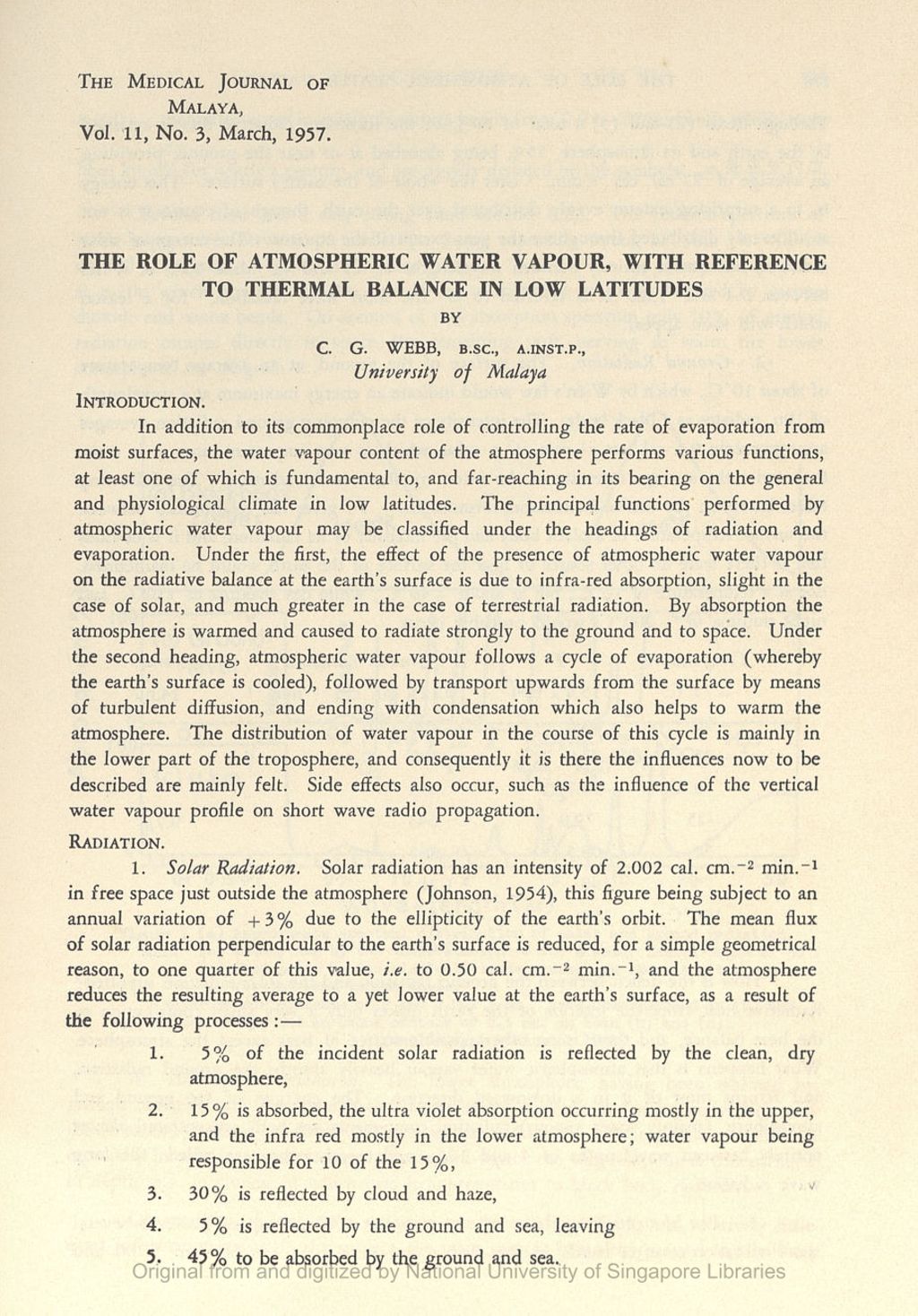 Miniature of Role Of Atmospheric Water Vapour, With Reference To Thermal Balance In Low Latitudes