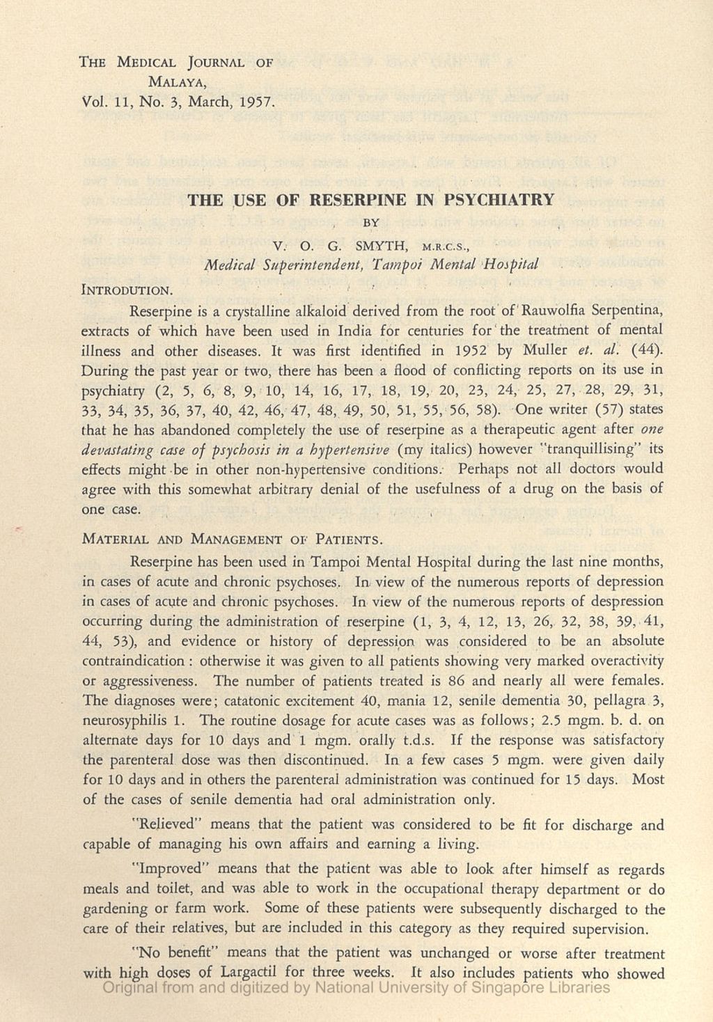 Miniature of Use Of Reserpine In Psychiatry