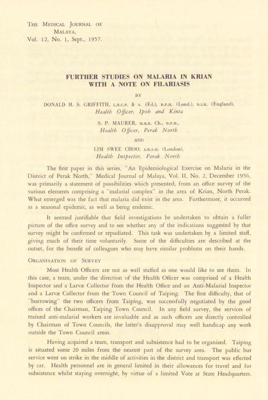 Miniature of Further Studies On Malaria In Krian With A Note On Filar1Asis