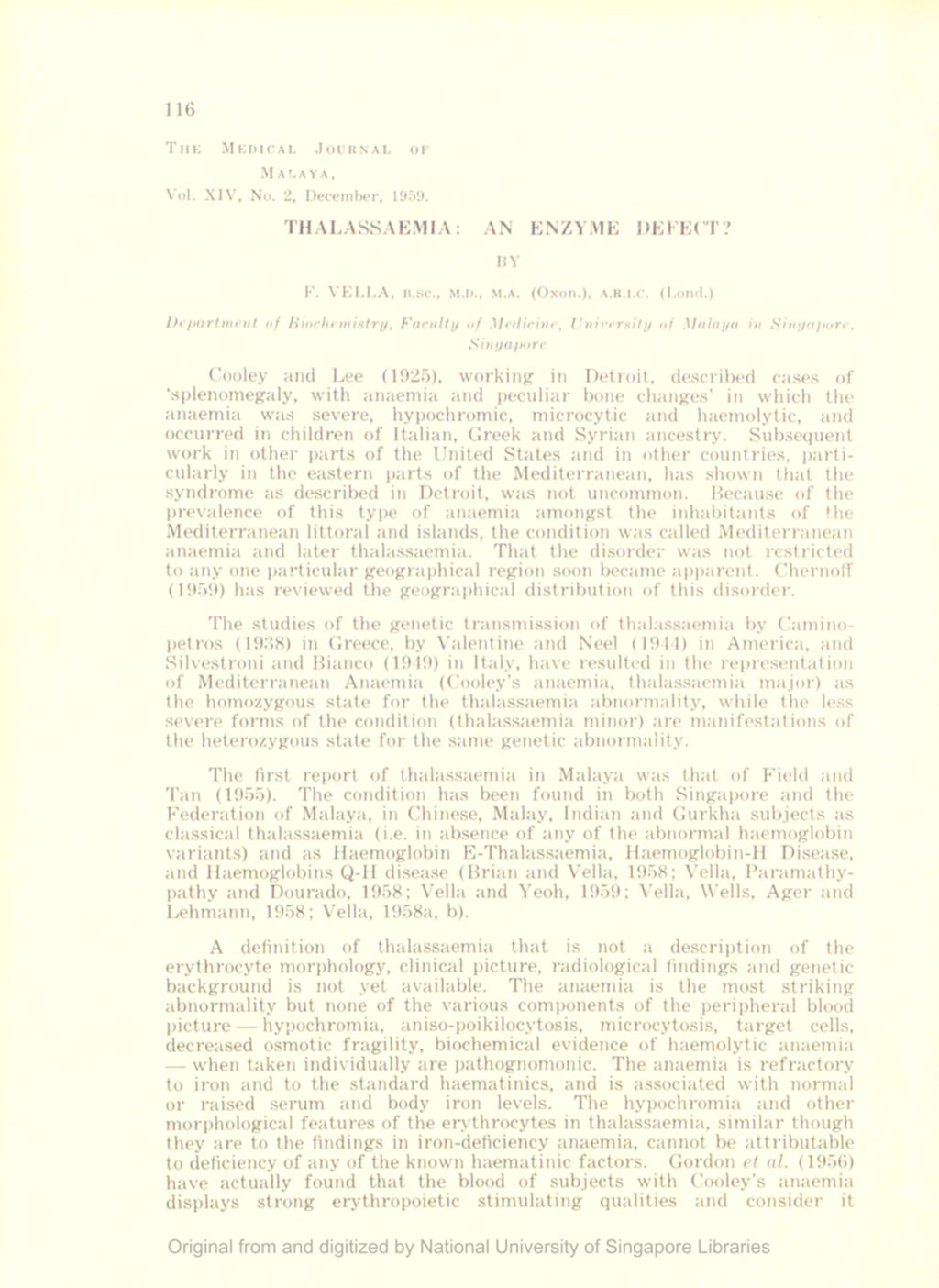 Miniature of Thalassaemia: An Enzyme Defect