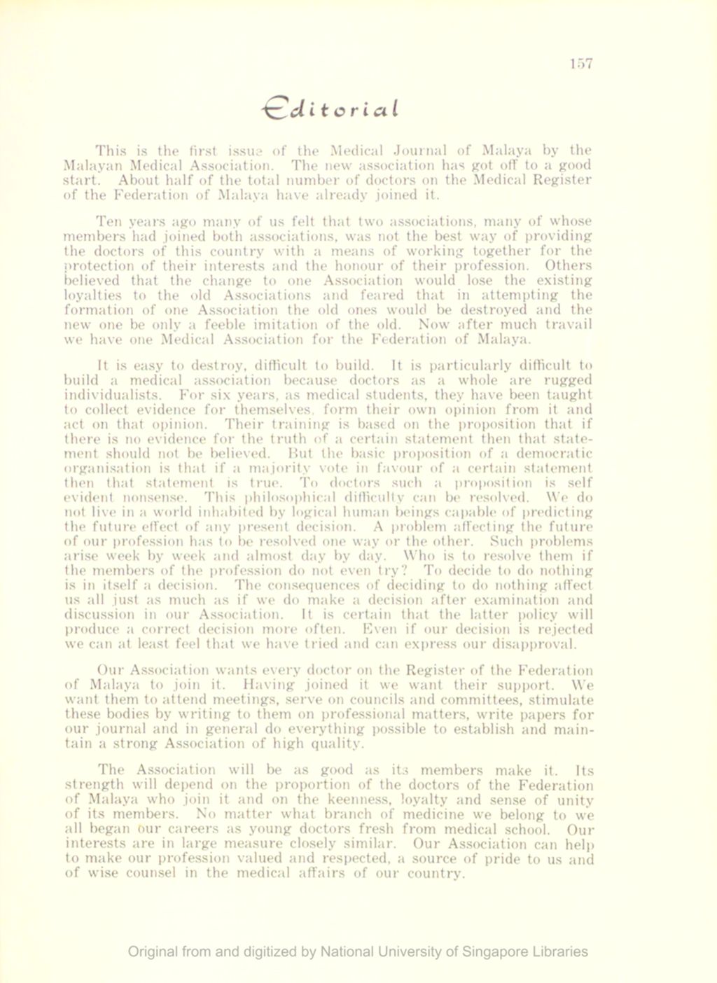 Miniature of Medical Journal of Malaya. Volume 14, Number 3. Editorial