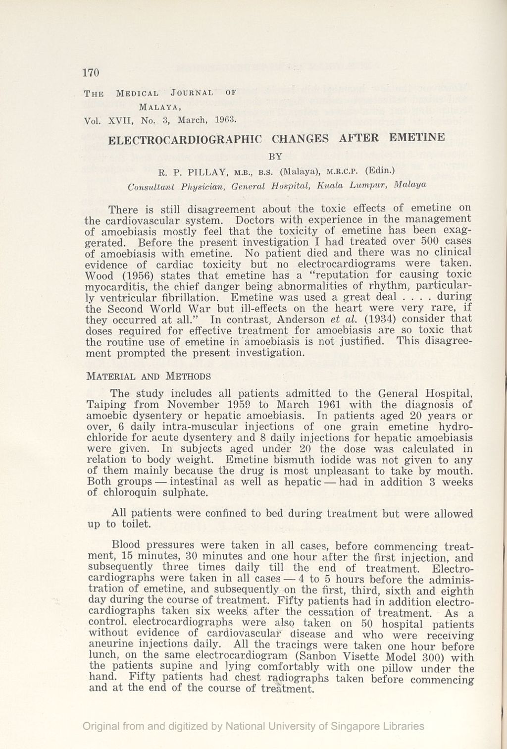 Miniature of Electrocardiographic Changes After Emetine