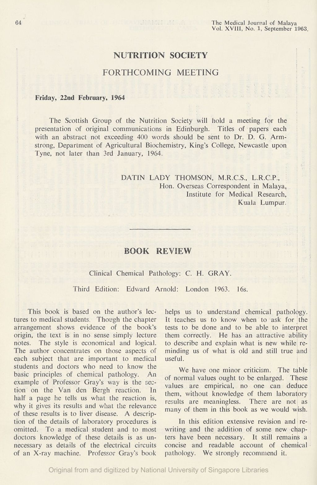 Miniature of Nutrition Society, Book Reviews And Notices