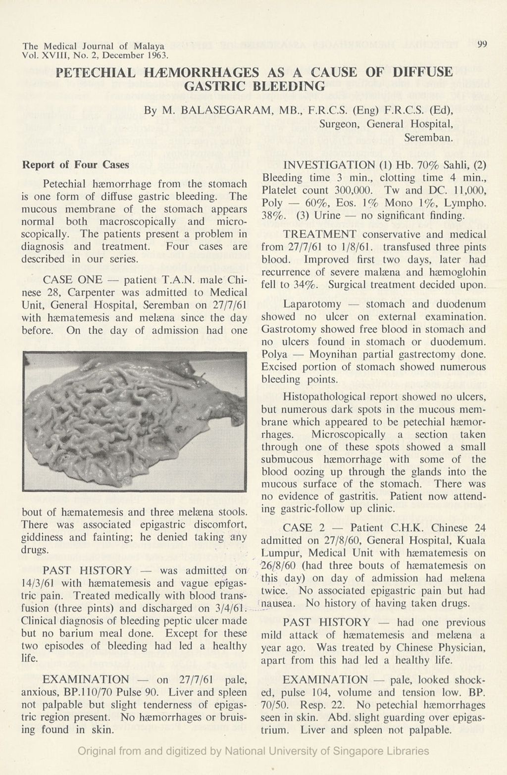 Miniature of Petechial Hemorrhages As A Cause Of Diffuse Gastric Bleeding\