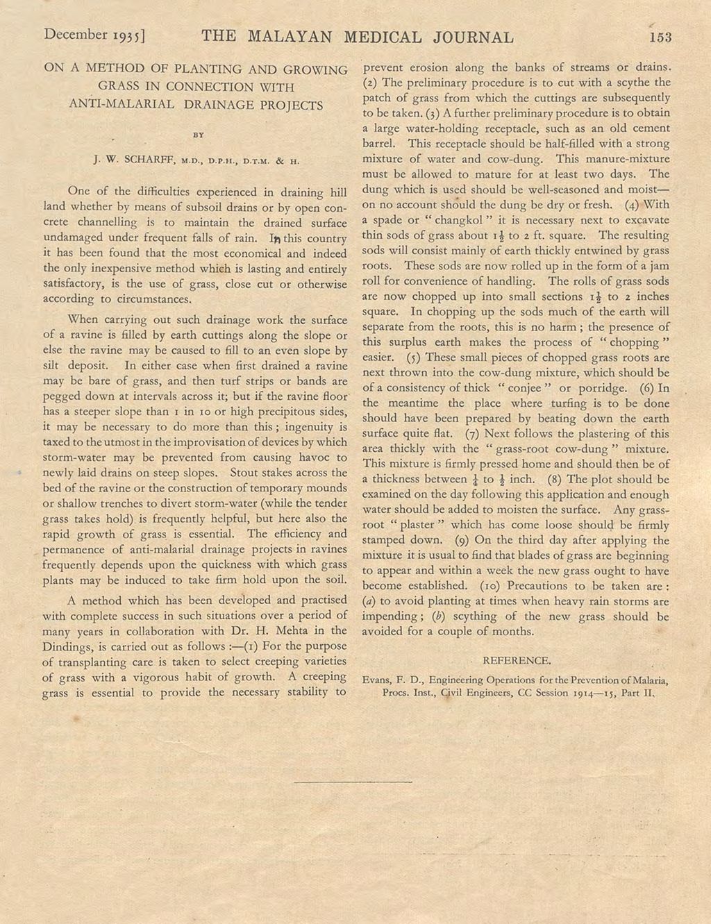 Miniature of On a Method of Planting and Growing Grass in Connection with Anti-Malarial Drainage Projects