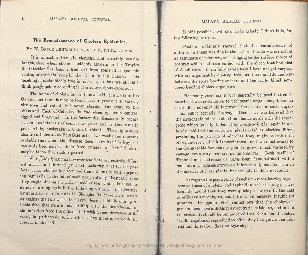 Miniature of Recrudescence of Cholera Epidemics