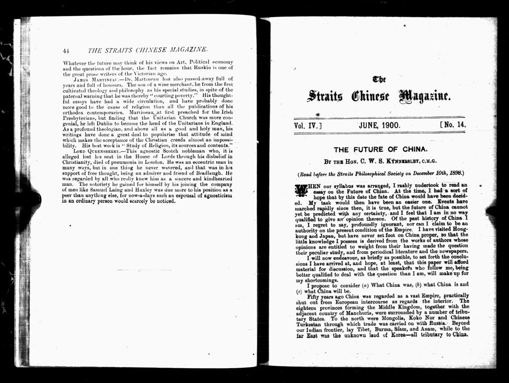 Miniature of Straits Chinese Magazine, Volume 4, Number 14, 1900