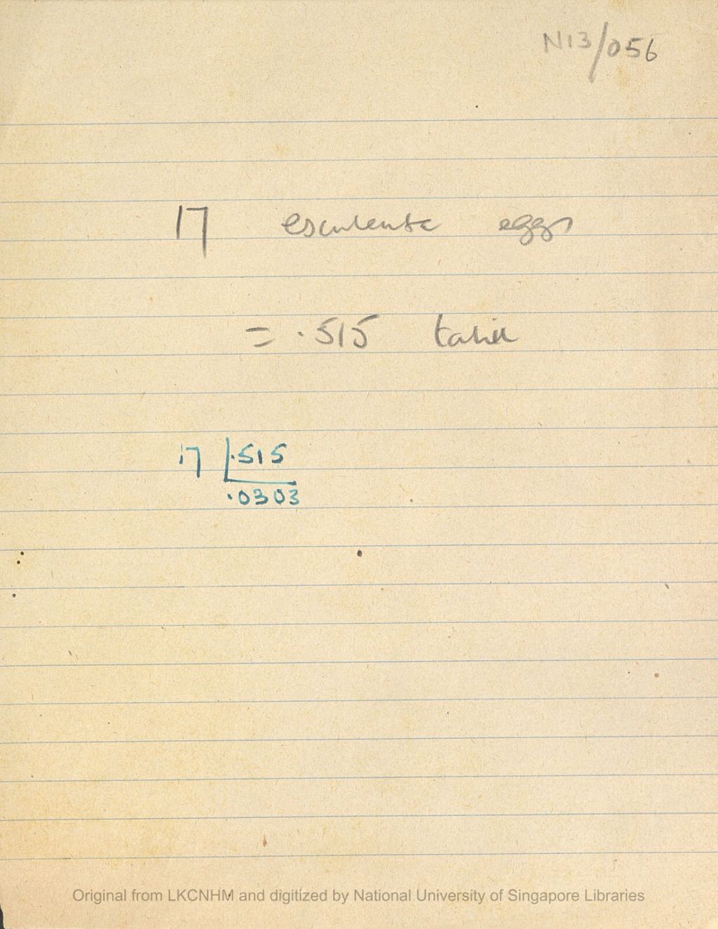 Miniature of Fieldnotes: breeding records at Niah Caves: 17 esculenta eggs