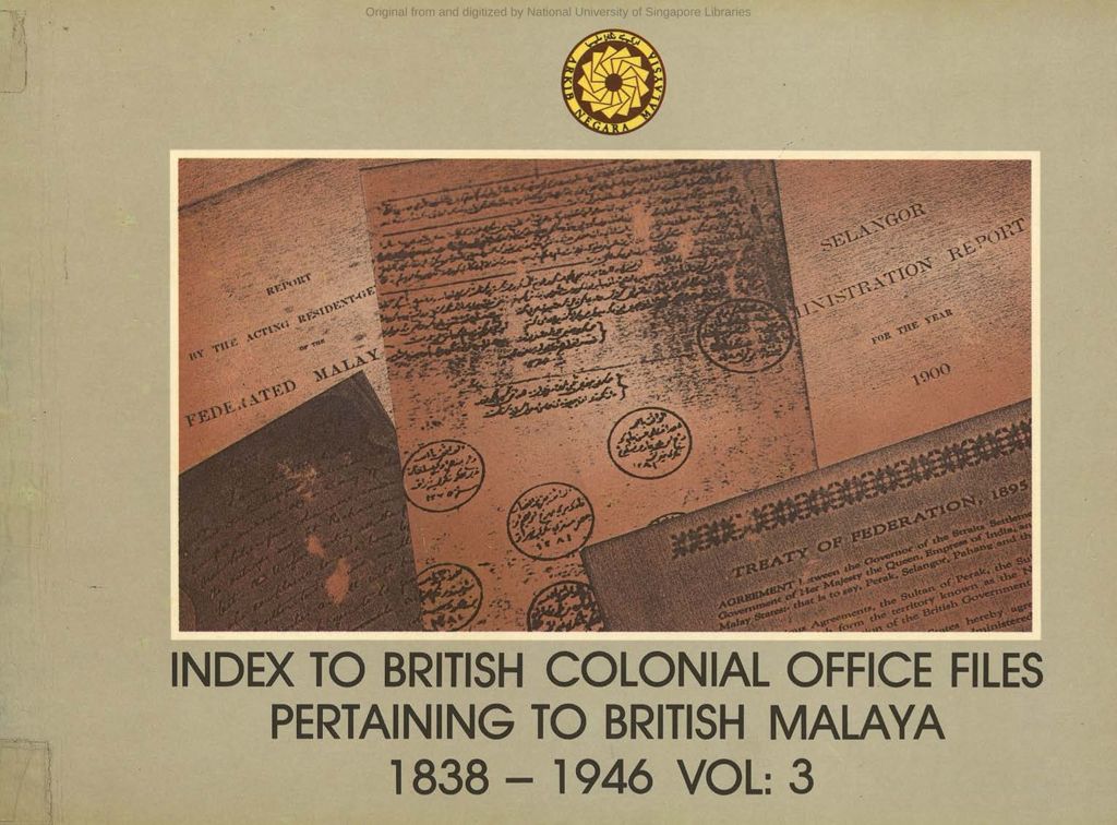 Miniature of Index to British Colonial Office files pertaining to British Malaya, Volume 3. CO 273 (1838-1900): Index (Governor - Pk)