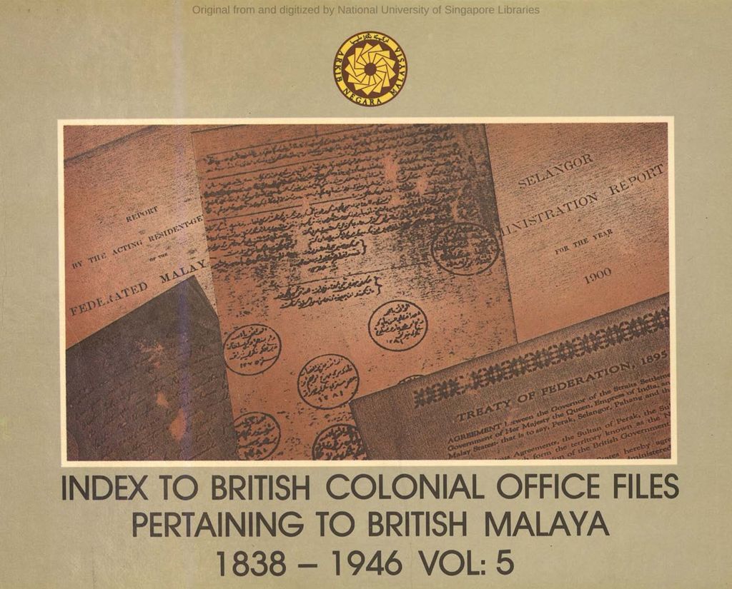 Miniature of Index to British Colonial Office files pertaining to British Malaya, Volume 5. CO 273 (1901-1919): File list