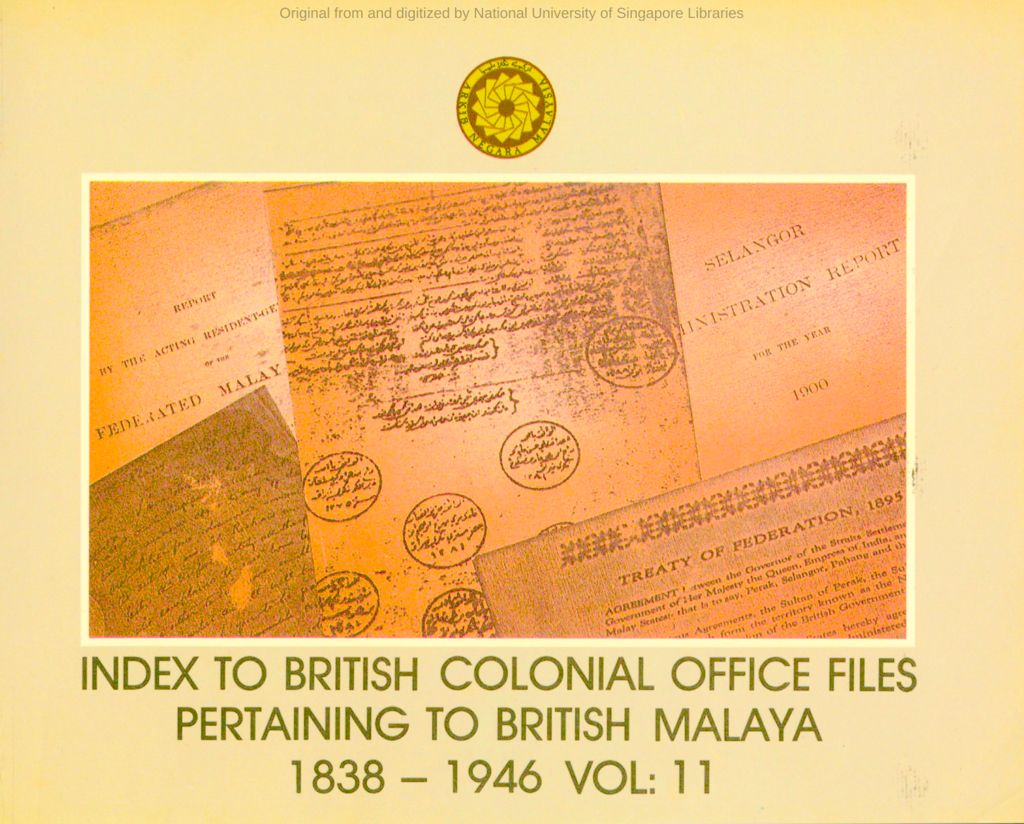 Miniature of Index to British Colonial Office files pertaining to British Malaya, Volume 11. Part A. CO 144 (Labuan Original Correspondence from 1846-1906): File list and index