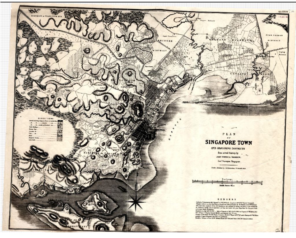 Miniature of Plan of Singapore Town and Adjoining Districts from actual survey, 1846 by John Turnbull Thomson, Government Surveyor, Singapore