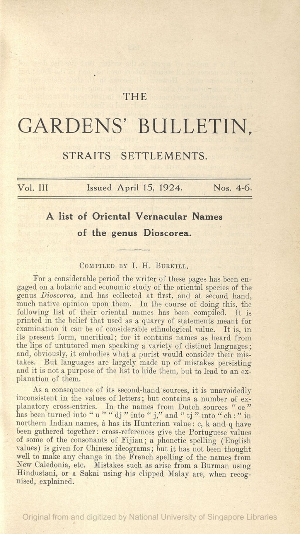 Miniature of A List of Oriental Vernacular Names of the Genus Dioscorea