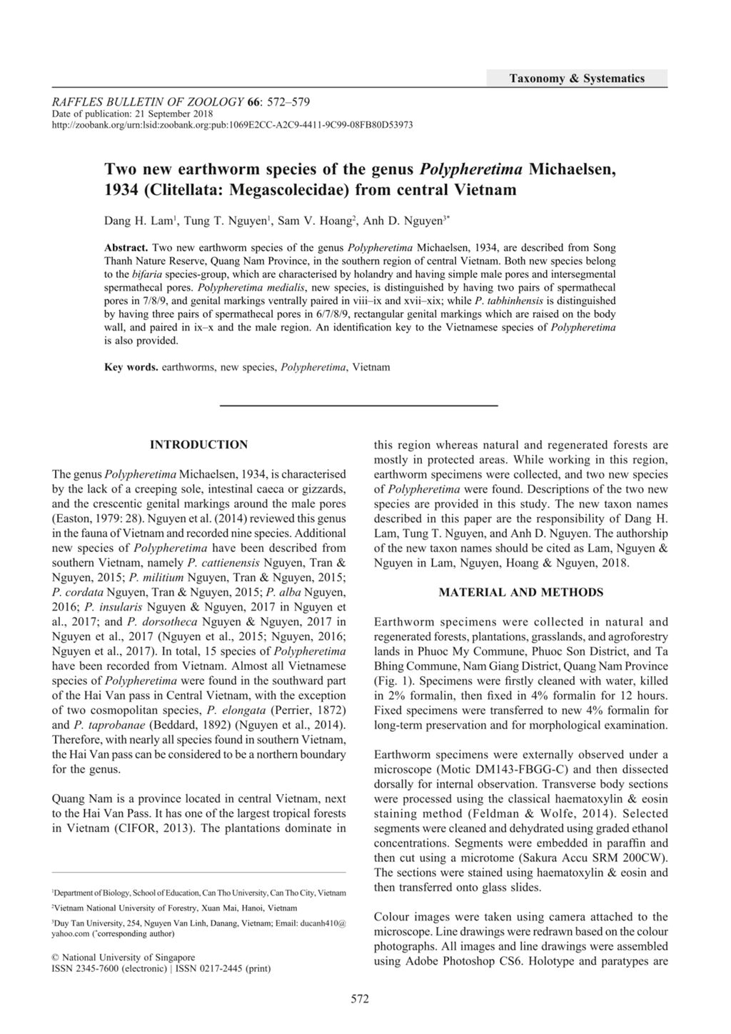 Miniature of Two new earthworm species of the genus Polypheretima Michaelsen, 1934 (Clitellata: Megascolecidae) from central Vietnam