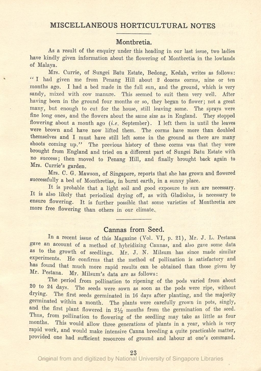 Miniature of Miscellaneous Horticultural Notes