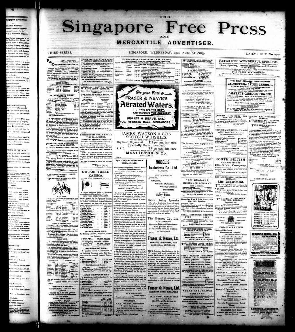 Miniature of Singapore Free Press and Mercantile Advertiser 23 August 1899