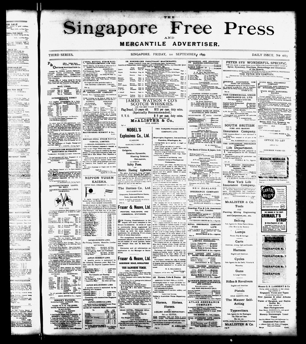 Miniature of Singapore Free Press and Mercantile Advertiser 01 September 1899