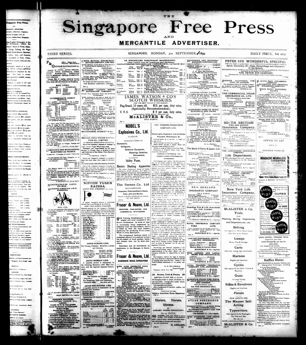 Miniature of Singapore Free Press and Mercantile Advertiser 04 September 1899