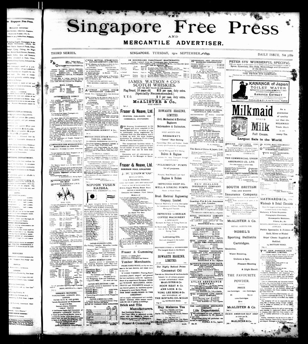 Miniature of Singapore Free Press and Mercantile Advertiser 19 September 1899