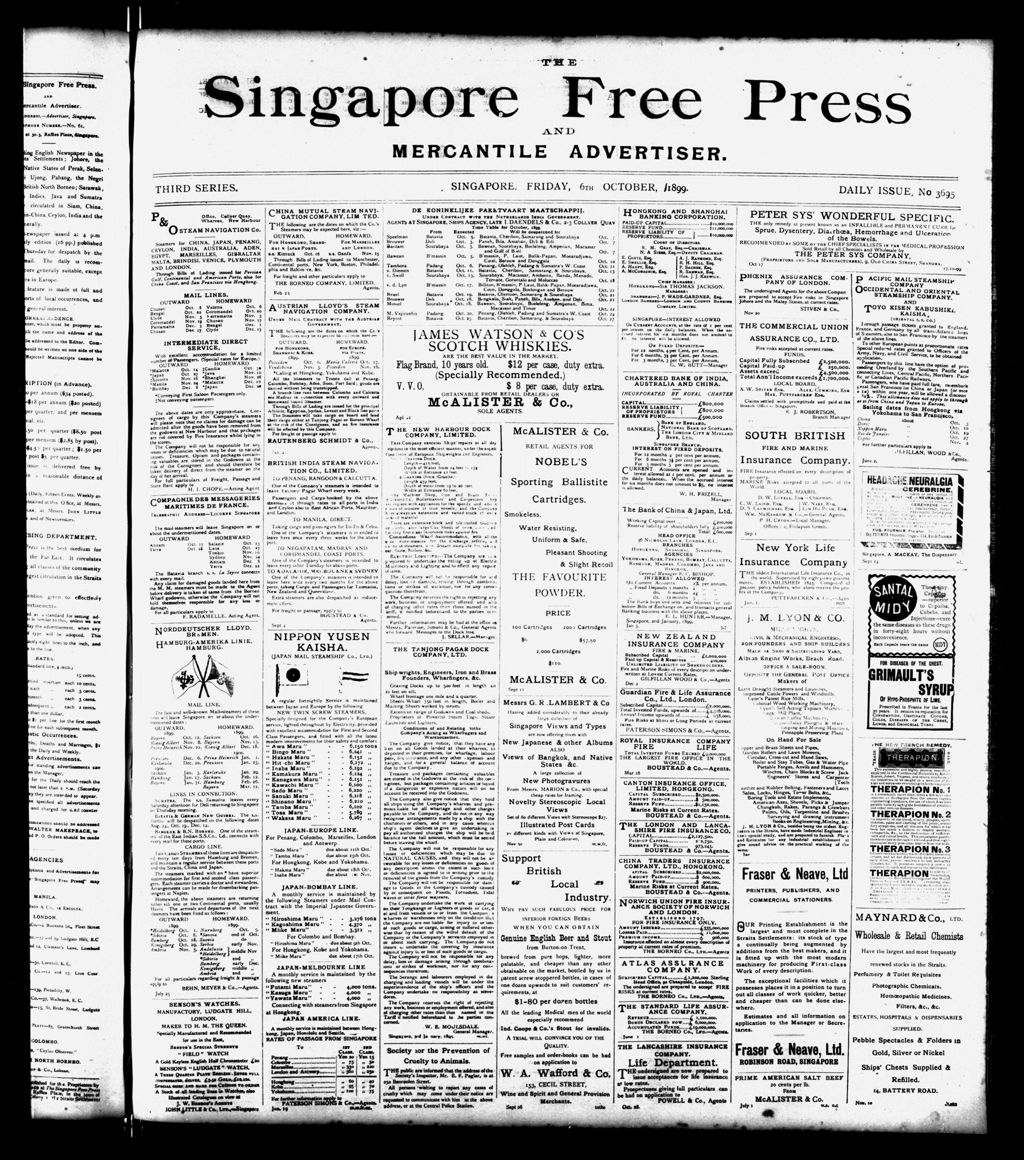 Miniature of Singapore Free Press and Mercantile Advertiser 06 October 1899