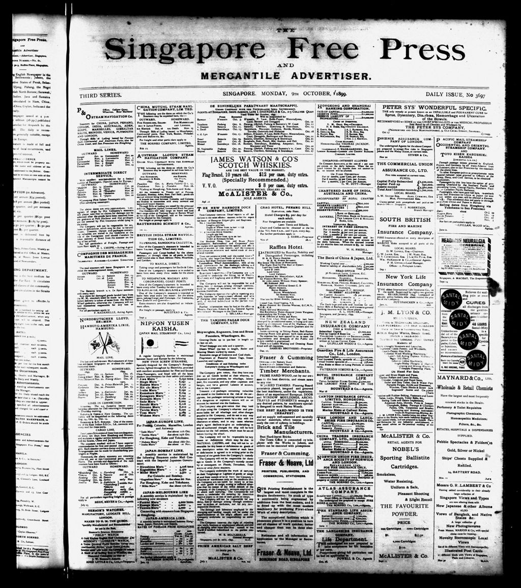 Miniature of Singapore Free Press and Mercantile Advertiser 09 October 1899