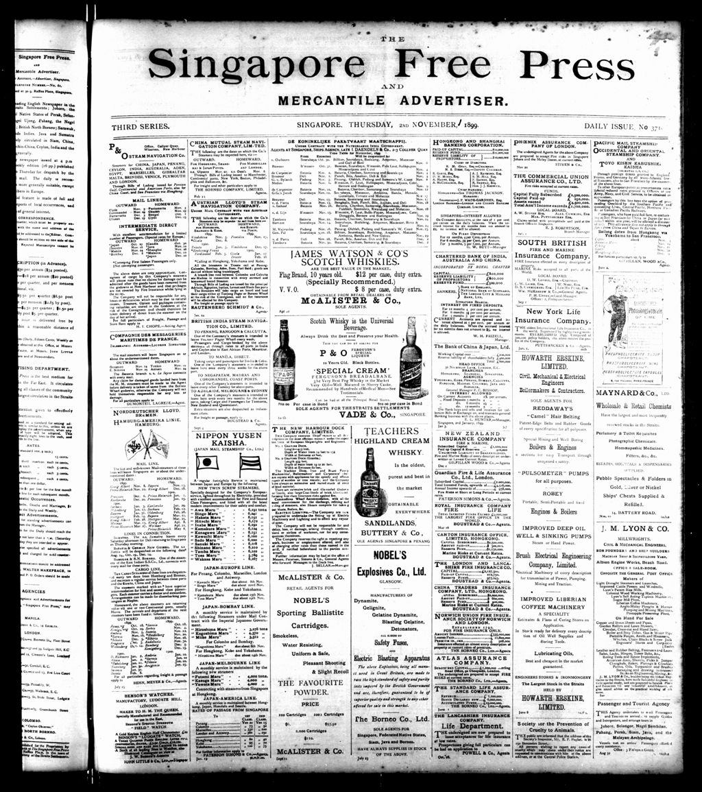 Miniature of Singapore Free Press and Mercantile Advertiser 02 November 1899