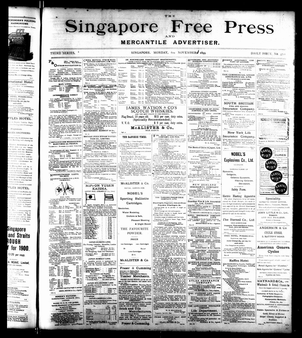 Miniature of Singapore Free Press and Mercantile Advertiser 06 November 1899