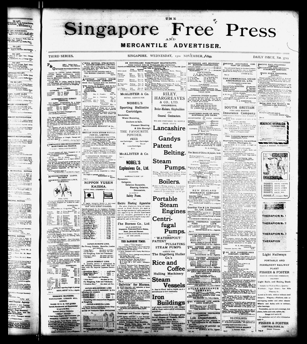 Miniature of Singapore Free Press and Mercantile Advertiser 15 November 1899