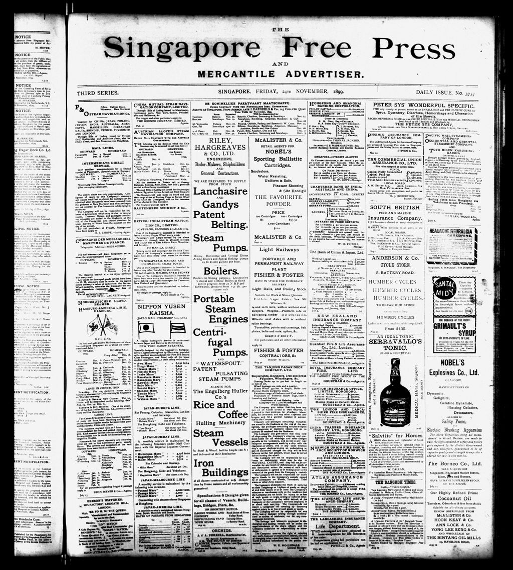 Miniature of Singapore Free Press and Mercantile Advertiser 24 November 1899