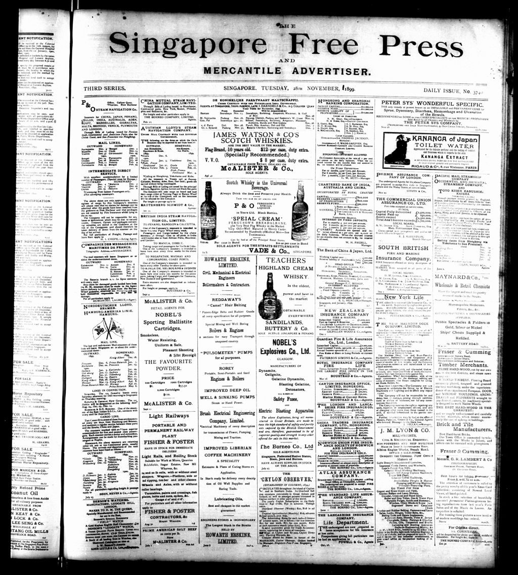 Miniature of Singapore Free Press and Mercantile Advertiser 28 November 1899