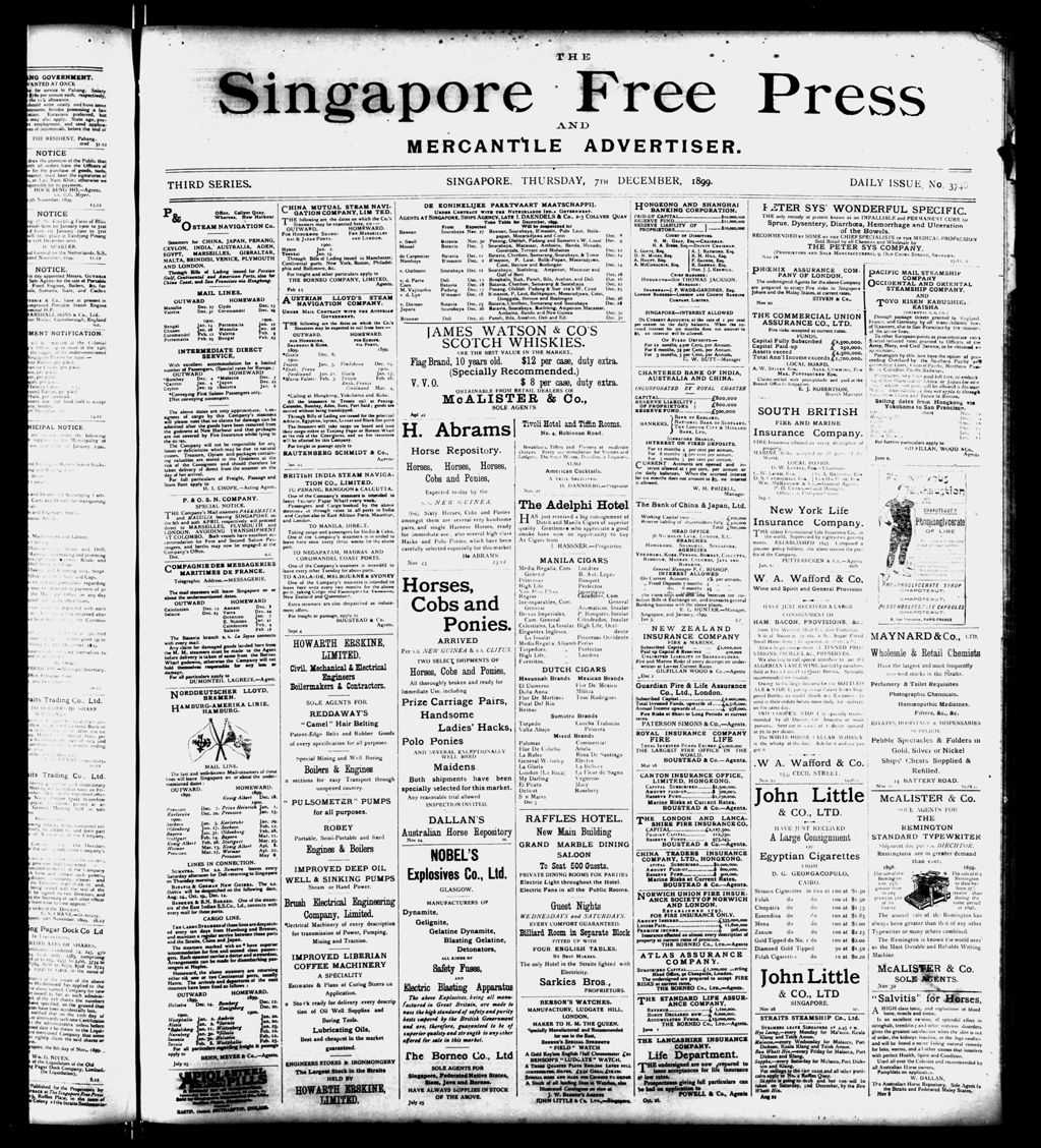 Miniature of Singapore Free Press and Mercantile Advertiser 07 December 1899