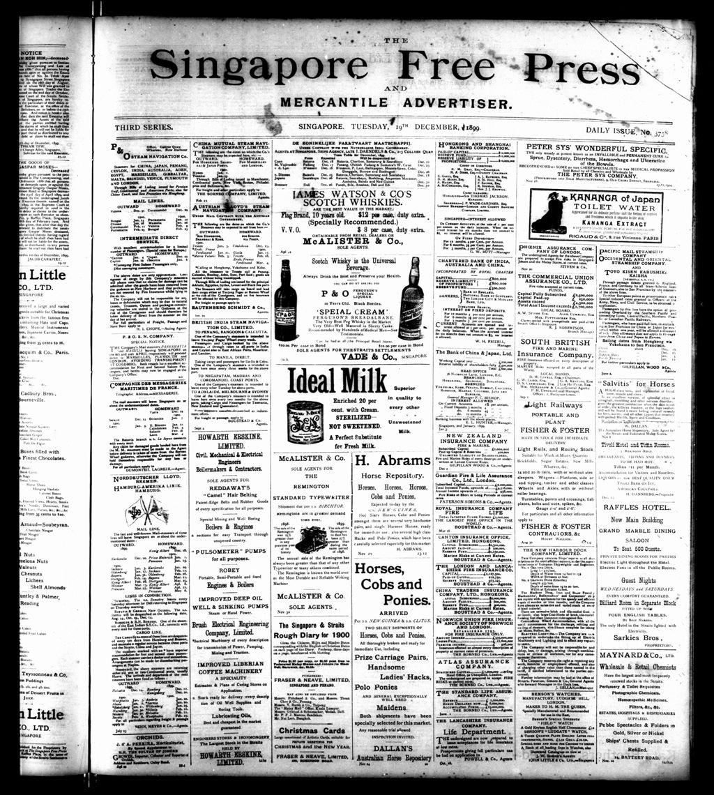 Miniature of Singapore Free Press and Mercantile Advertiser 19 December 1899