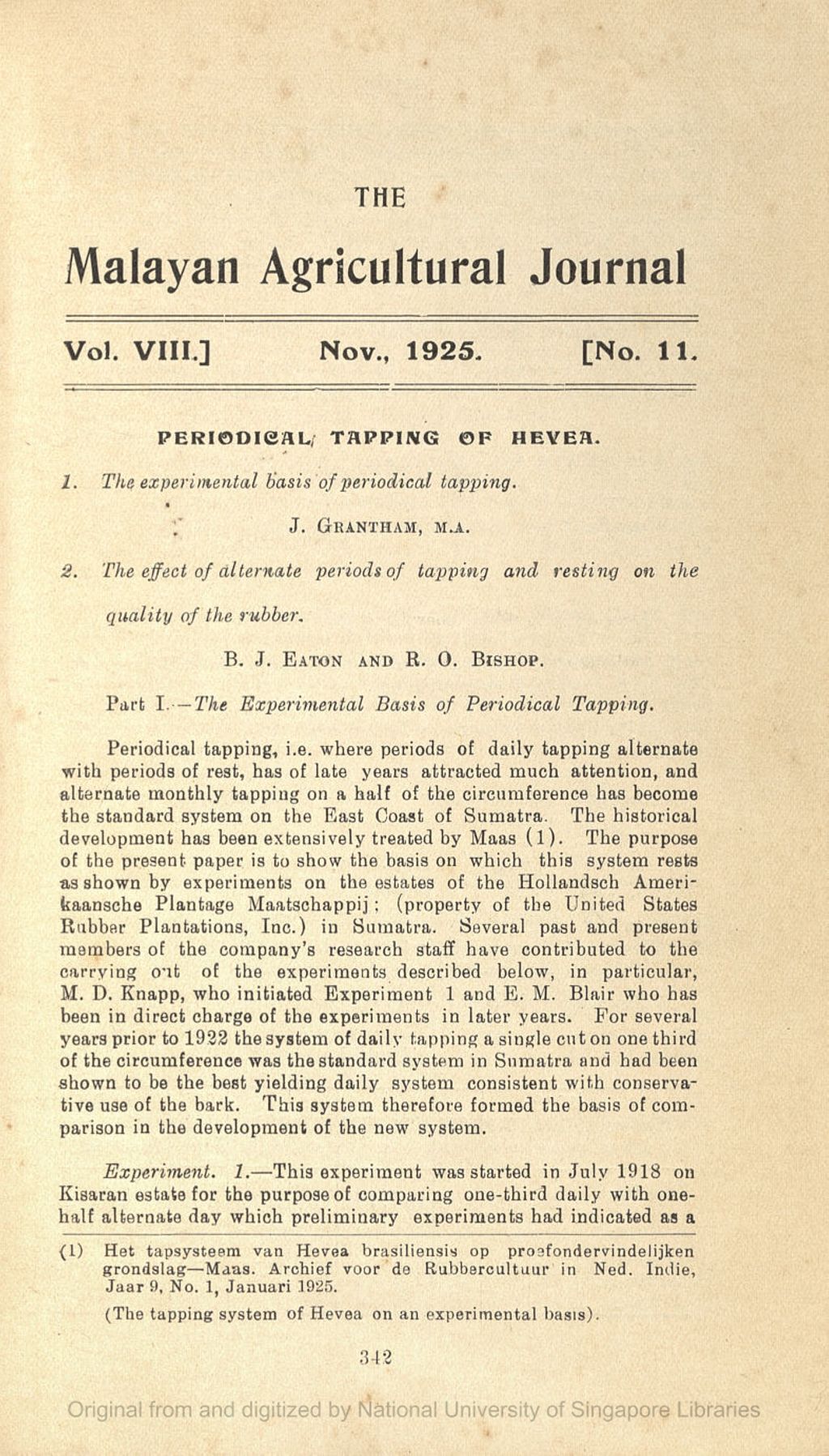 Miniature of Periodical Tapping of Hevea