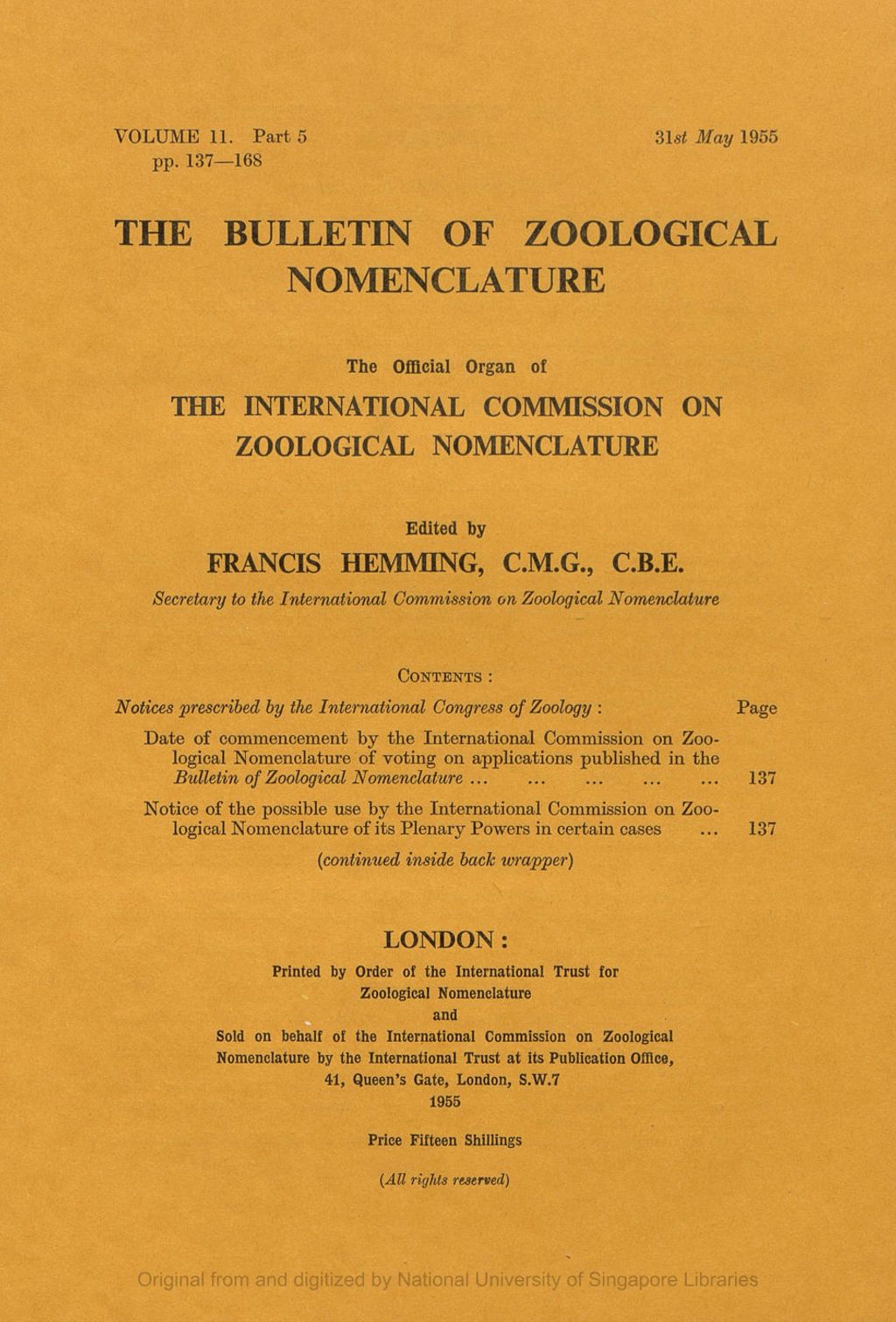 Miniature of Proposed Use of the Plenary Powers for the Purpose (a) of Validating the Currently Accepted Emendation Sphenodon of the Generic Name Sphaenodon Gray (J.E.), 1831 and (b) of Validating the Family-group Name Sphenodontidae Cope, 1870 (Class Reptilia)