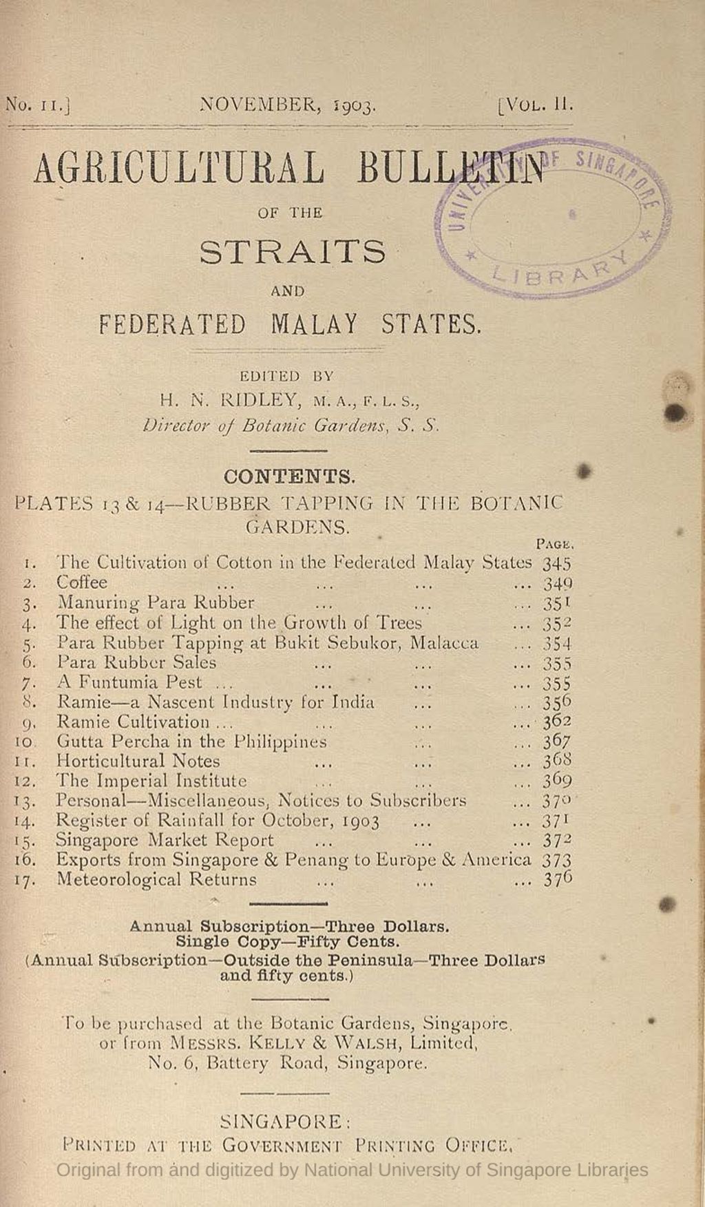 Miniature of The Cultivation of Cotton in the Federated Malay States